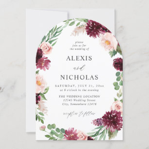 Pink & Burgundy Floral 7 Wedding- Arch Invitation