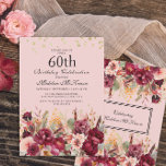 Pink Burgundy Floral Gold Glitter 60th Birthday Invitation<br><div class="desc">Elegant pink and burgundy watercolor floral and greenery 60th birthday party invitation with gold glitter. Contact me for assistance with customisation or to request additional matching or coordinating Zazzle products for your celebration.</div>