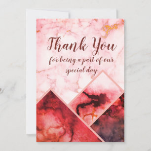 Pink,  Burgundy Marble Colour Block Mountains Thank You Card