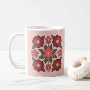 Pink Burgundy Red Flowers Mug