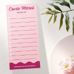 Pink burgundy retro text wavy border to-do list magnetic notepad<br><div class="desc">Pink or custom colour to-do list with a wavy border at the bottom and your name in a retro style font. Fonts and colours can be customised in the design tool.</div>
