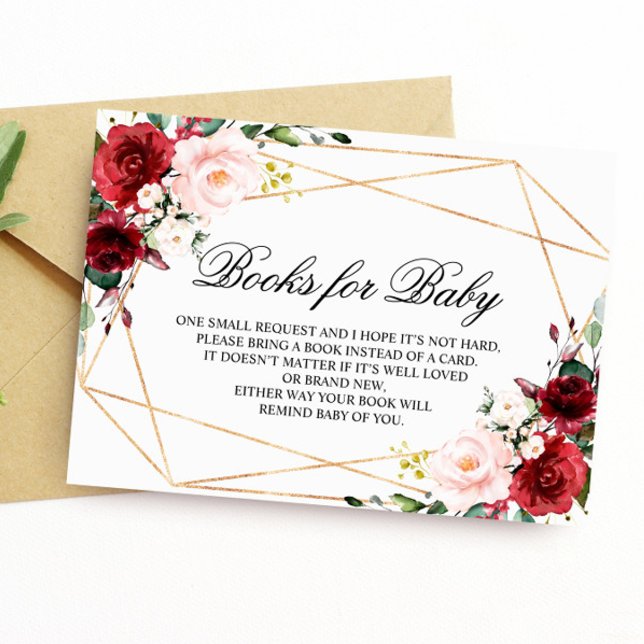 Pink & Burgundy Rose Books for Baby Enclosure Card (Creator Uploaded)