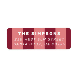 Pink & Burgundy Stripes Modern Return Address Label