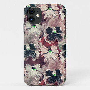 Pink, burgundy watercolor flowers iPhone 11 case