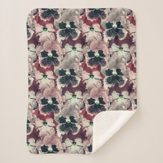 Pink, burgundy watercolor flowers  sherpa blanket