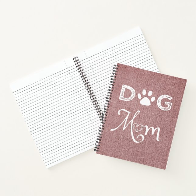 Pink Burlap Dog Mum Notebook (Inside)