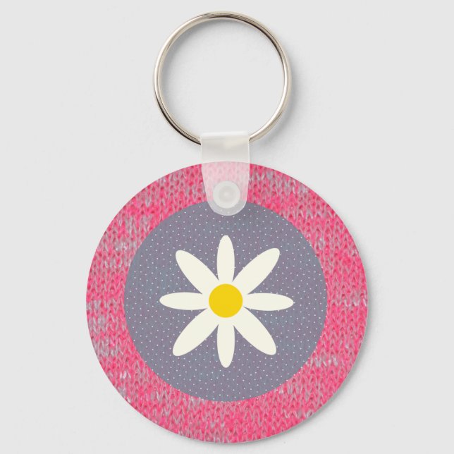 Pink Burn Out Pattern Peace Love Destiny Art Key Ring (Front)
