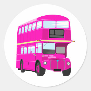 Pink Bus Classic Round Sticker