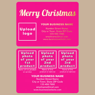 Pink Business Brand on Christmas Rectangle Foil Holiday Card
