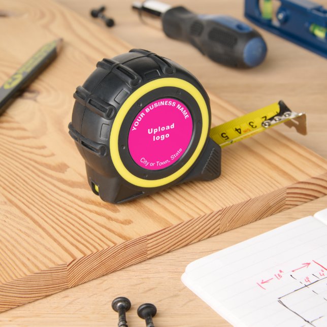Pink Business Brand on Tape Measure 1 (Woodwork)
