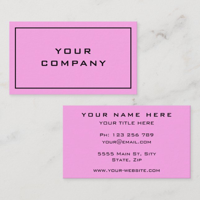 Pink Business Card Your Own Design - Choose Colour (Front/Back)