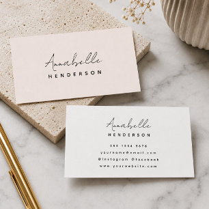 Pink Business Cards Minimalist Elegant Blush