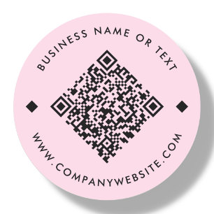 Pink Business Custom QR Code Classic Round Sticker