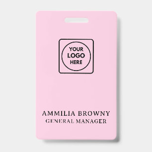 Pink Business Logo Modern Employee Staff Design ID Badge