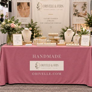 Pink business logo name tablecloth