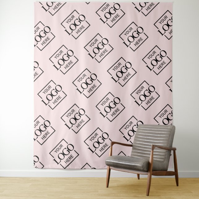 Pink Business Logo Pattern Trade Show Backdrop Tapestry (In Situ)