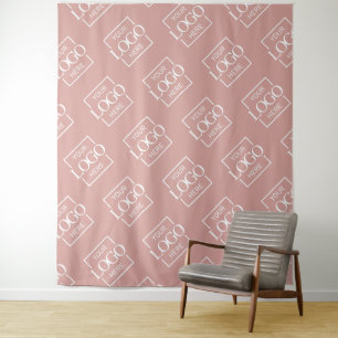 Pink Business Logo Pattern Trade Show Backdrop Tapestry