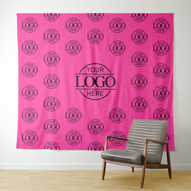 Pink Business Logo Step & Repeat Backdrop Banner Tapestry (In Situ (Horizontal))