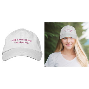 Pink Business Text Embroidered on Cap