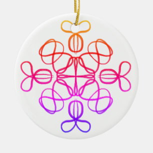 Pink Busy Bee Doodle Mandala #18 Ceramic Ornament