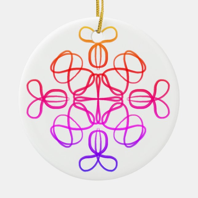 Pink Busy Bee Doodle Mandala #18  Ceramic Ornament (Front)