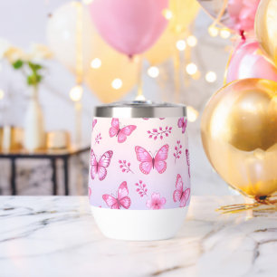 Pink butterflies and flowers pattern