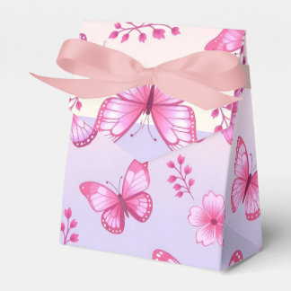 Pink butterflies and flowers pattern favour box