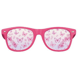 Pink butterflies and flowers pattern retro sunglasses