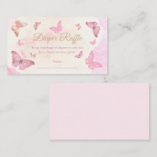Pink Butterflies Baby Shower Diaper Raffle Enclosure Card