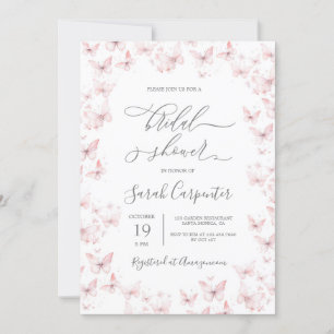 Pink Butterflies Bridal Shower Invitation