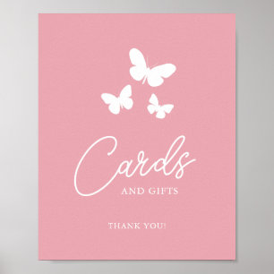 Pink Butterflies Cards Gifts Bridal Shower Sign