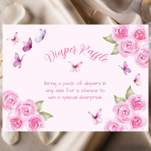 Pink Butterflies Diaper Raffle Enclosure Card