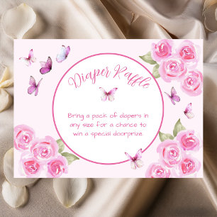 Pink Butterflies Diaper Raffle Enclosure Card