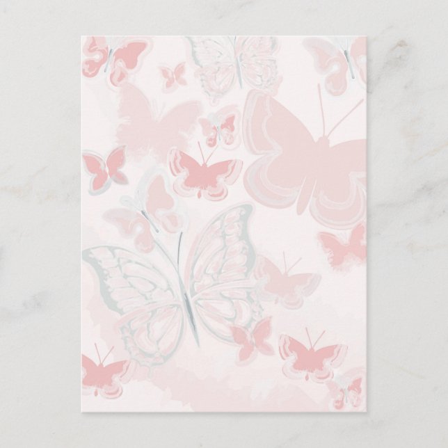 Pink Butterflies Flying Butterfly Watercolor Postcard (Front)