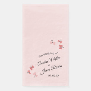 Pink Butterflies Garden Romantic Simple Wedding B Napkin