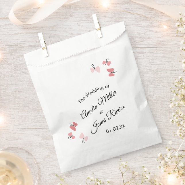 Pink Butterflies Garden Romantic Simple Wedding   Favour Bag (Clipped)