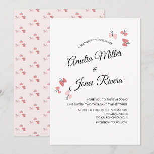 Pink Butterflies Garden Romantic Simple Wedding   Invitation