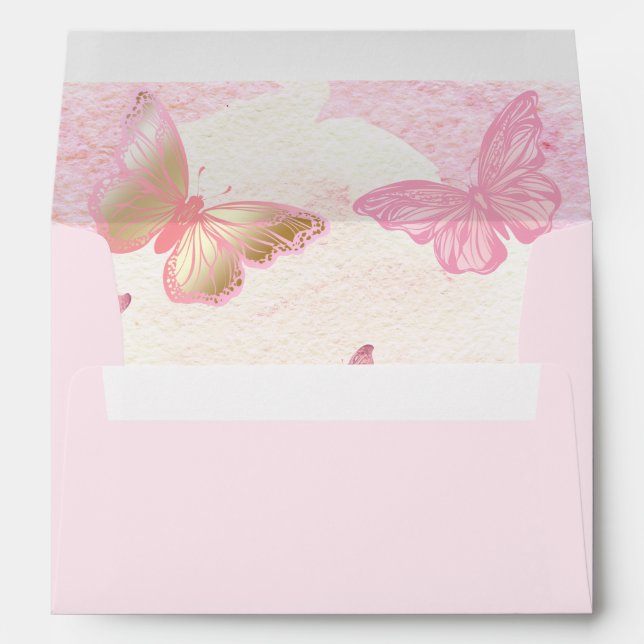 Pink Butterflies Girl Baby Shower Envelope (Back (Bottom))