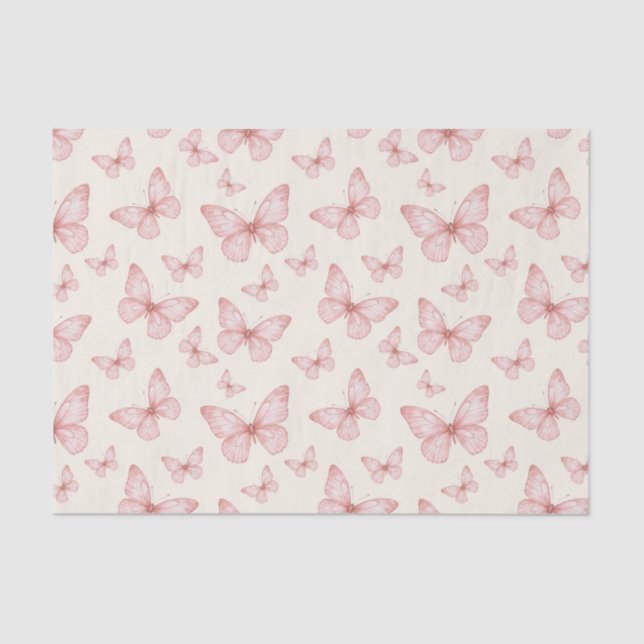 Pink butterflies in cream tissue paper (Front)