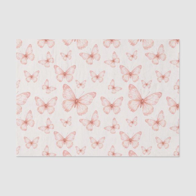 Pink butterflies in cream tissue paper (Front)