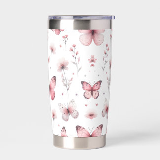 Pink Butterflies Insulated Tumbler