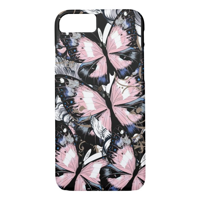 Pink Butterflies iPhone Case (Case does not interfere with wireless charging!)