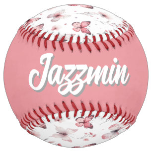 Pink Butterflies (personalise) Softball