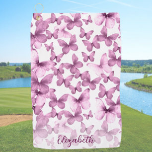 Pink Butterflies Personalized Golf Towel
