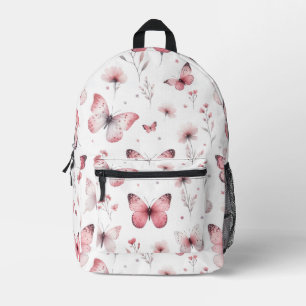 Pink Butterflies  Printed Backpack