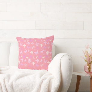 Pink Butterflies Seamless Pattern Cushion