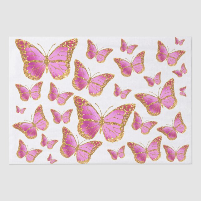 pink butterflies tissue paper (Front)