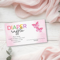 Pink Butterflies Twins Diaper Raffle Baby Shower