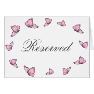 Pink butterflies. Wedding Reserved table card