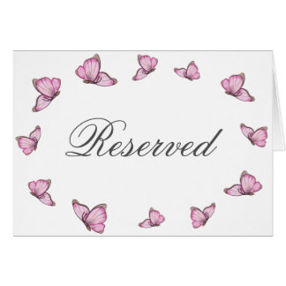 Pink butterflies. Wedding Reserved table card